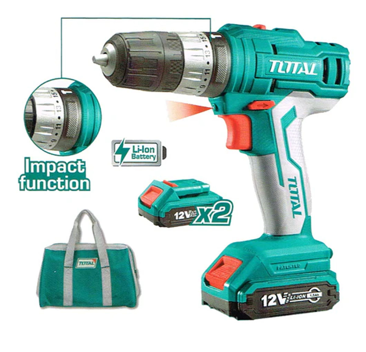 Total Lithium-Ion impact drill 12V 10mm TIDLI1222