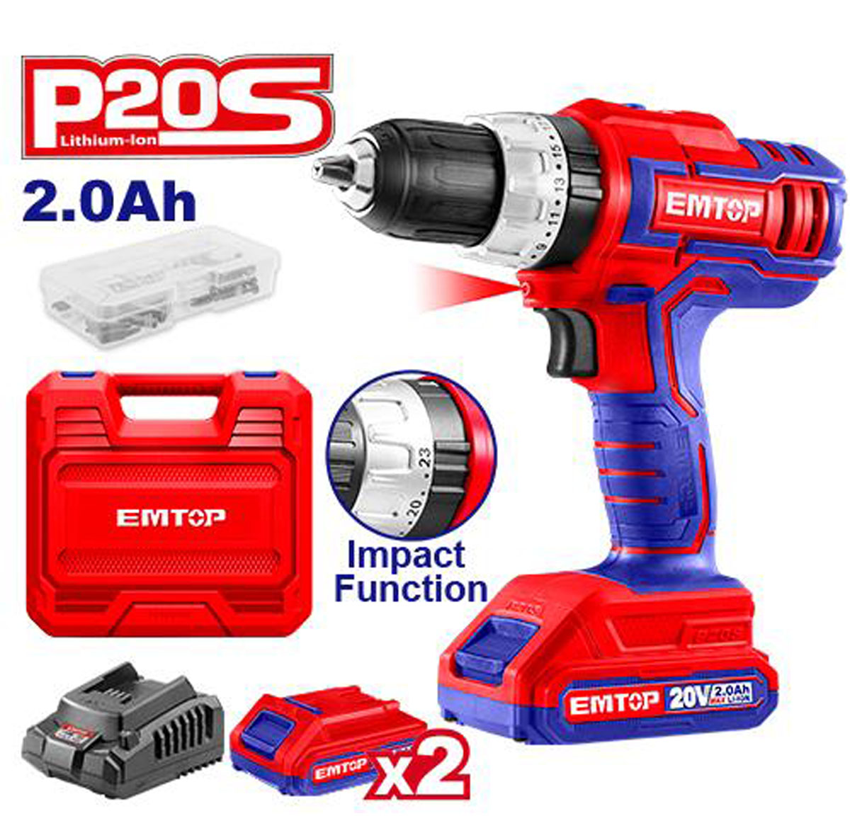 EMTOP Cordless impact drill ECIDL72003