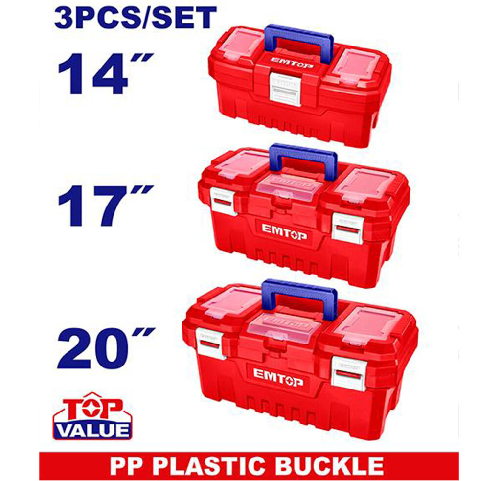 EMTOP 3 Pcs plastic tool boxes set EPBXK0301