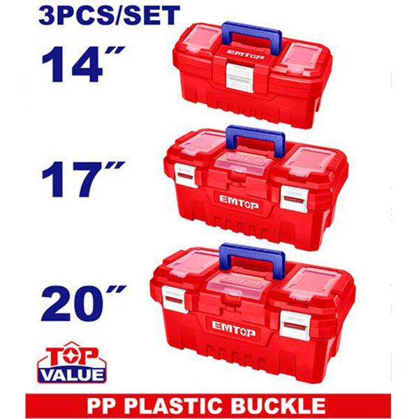 EMTOP 3 Pcs plastic tool boxes set EPBXK0301