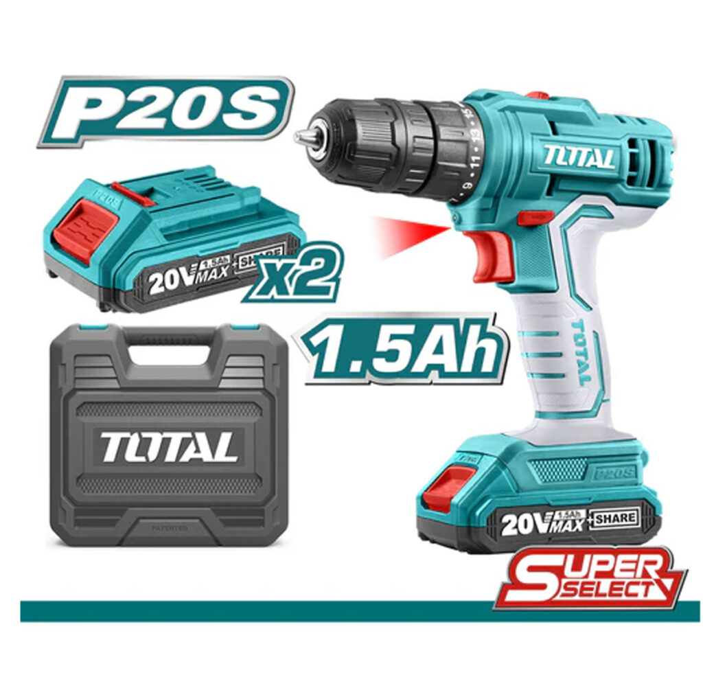 Total Lithium-Ion cordless drill 20V 45NM 10mm TDLI20012